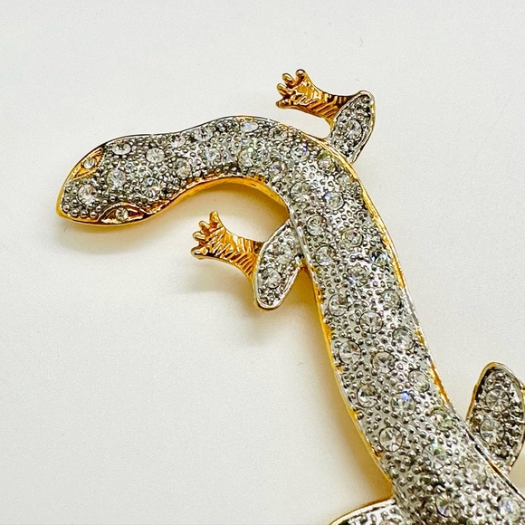 Vintage Rhinestone Lizard Reptile Brooch - Picture 5 of 8